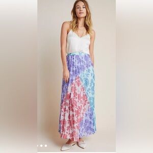 ANTHROPOLOGIE PANKAJ & NIDHI NWT Purple, Green-Violetta Pleated Maxi Skirt-Small